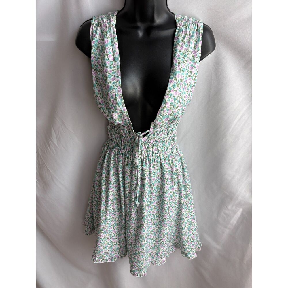 HERSY NWT Cottagecore Prairie Plunge Floral Dress Size S Pink Green Girly